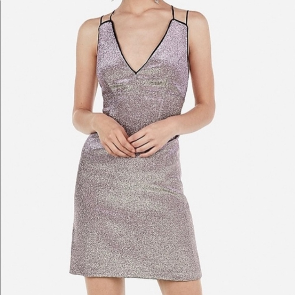 Gorgeous Express Gold/Purple Shimmer Mini Dress
